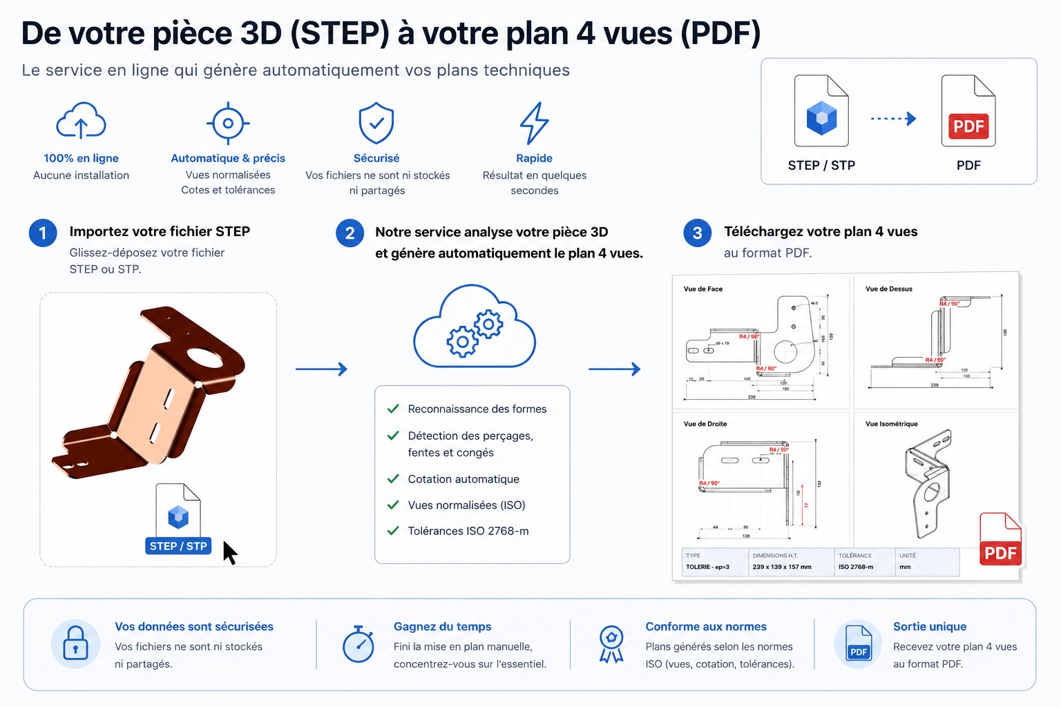 Exemple de plan technique généré par Step2PDF